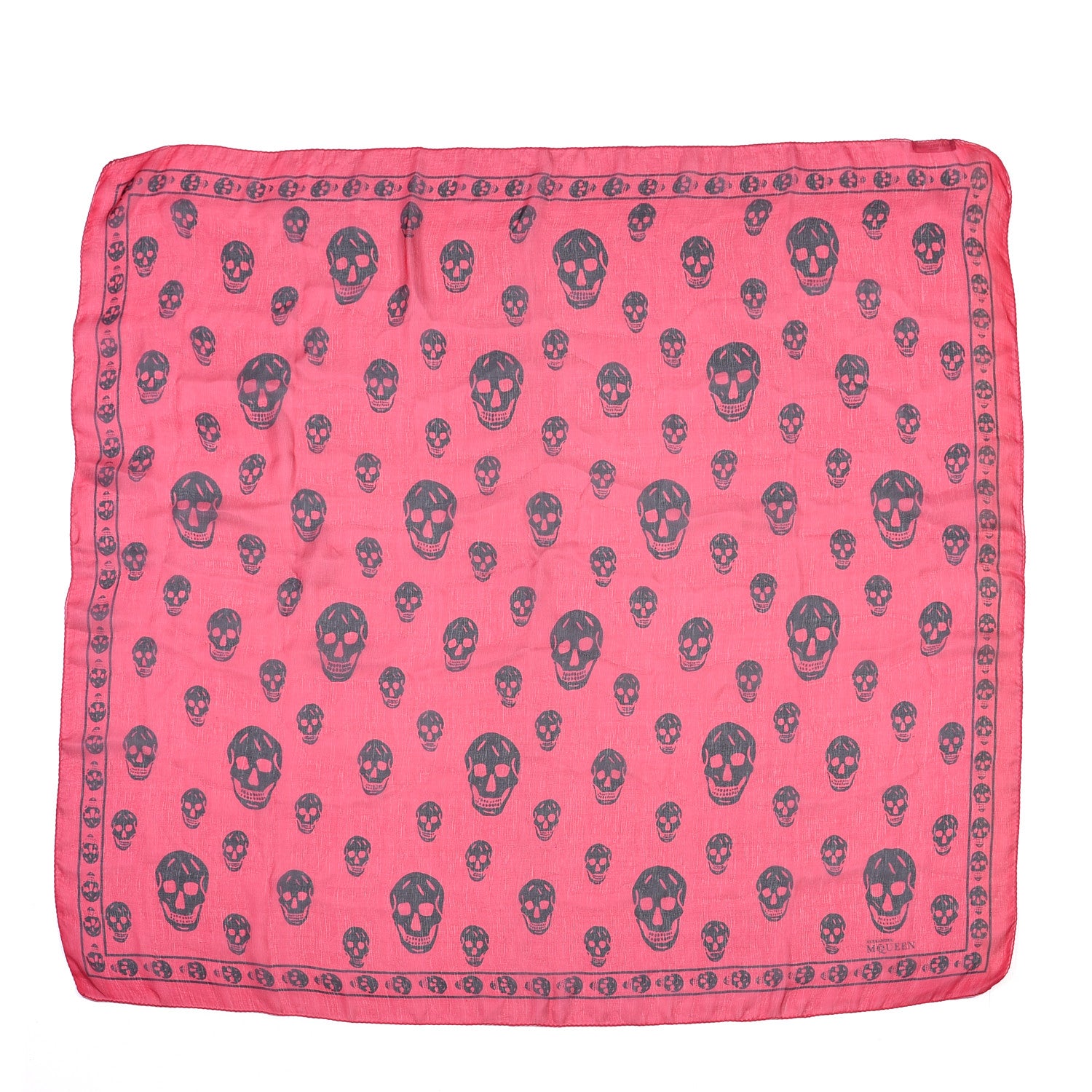 Alexander McQueen Silk Chiffon Skull Scarf Red Black 1 of 4