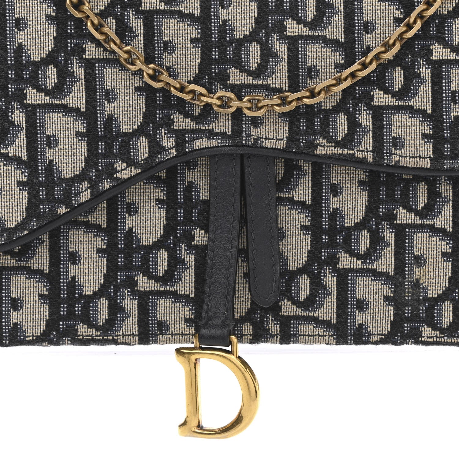Christian Dior Oblique Saddle Chain Pouch Blue 7 of 9