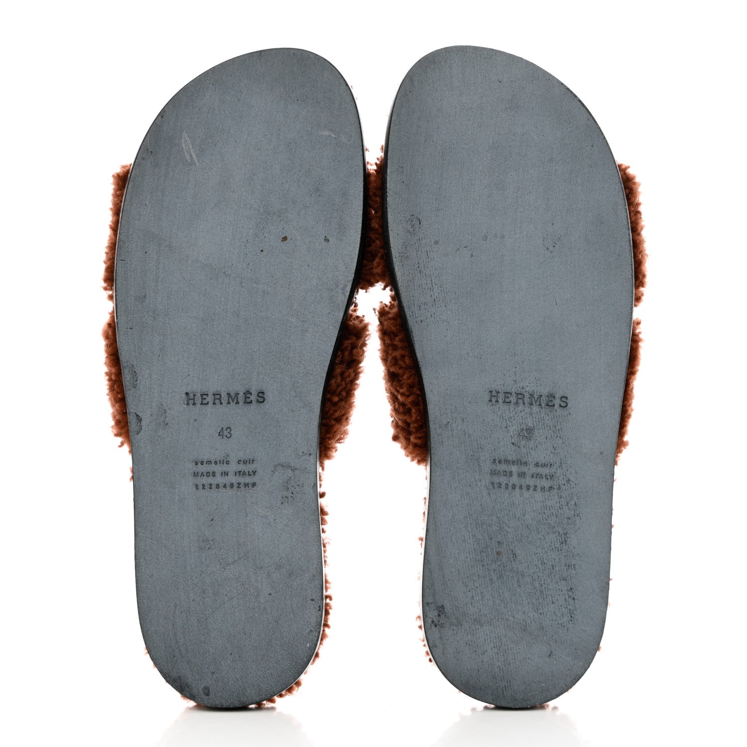 Hermes Woolskin Mens Izmir Sandals 43 Cognac 5 of 7