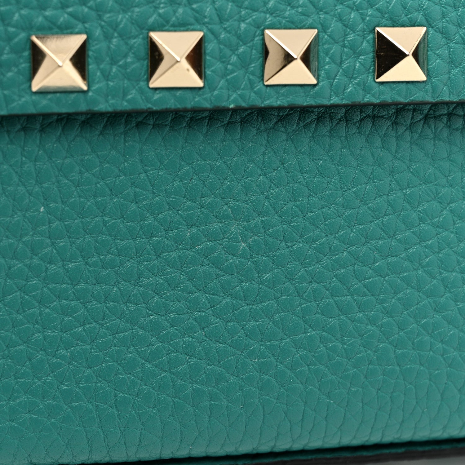 Valentino Garavani Grainy Calfskin Rockstud Crossbody Pouch Ultra Marine Green 7 of 8