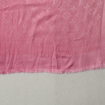 Louis Vuitton Silk Wool Monogram Denim Bleached Shawl Rose 4 of 5
