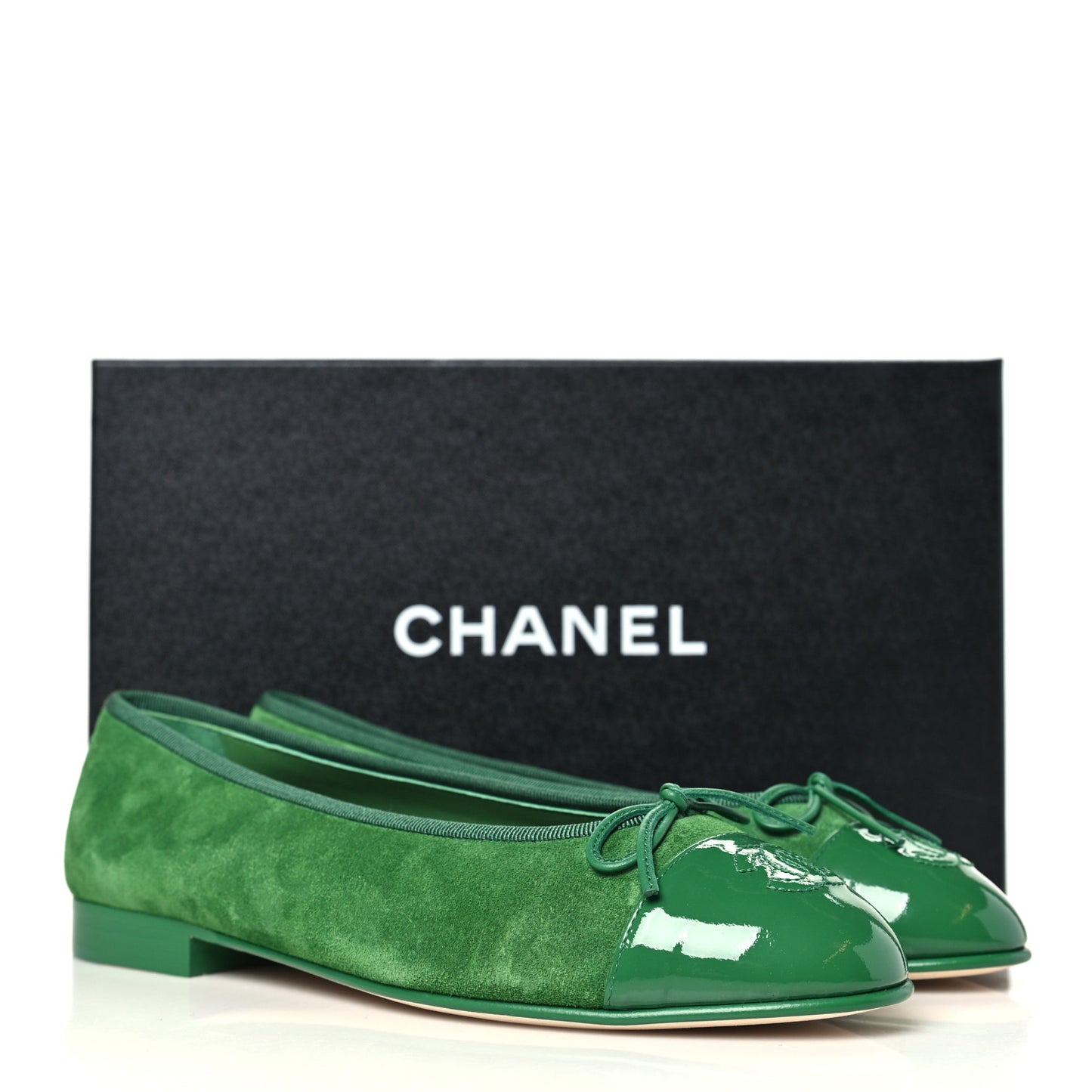 Suede Patent Cap Toe CC Ballerina Flats 37.5 Green