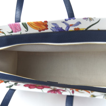 Gucci Canvas Large Flora Tote Navy Multicolor 4 of 9