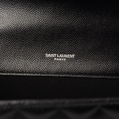 Saint Laurent Grain De Poudre Textured Mixed Matelasse Triquilt Small Monogram Satchel Black 9 of 10