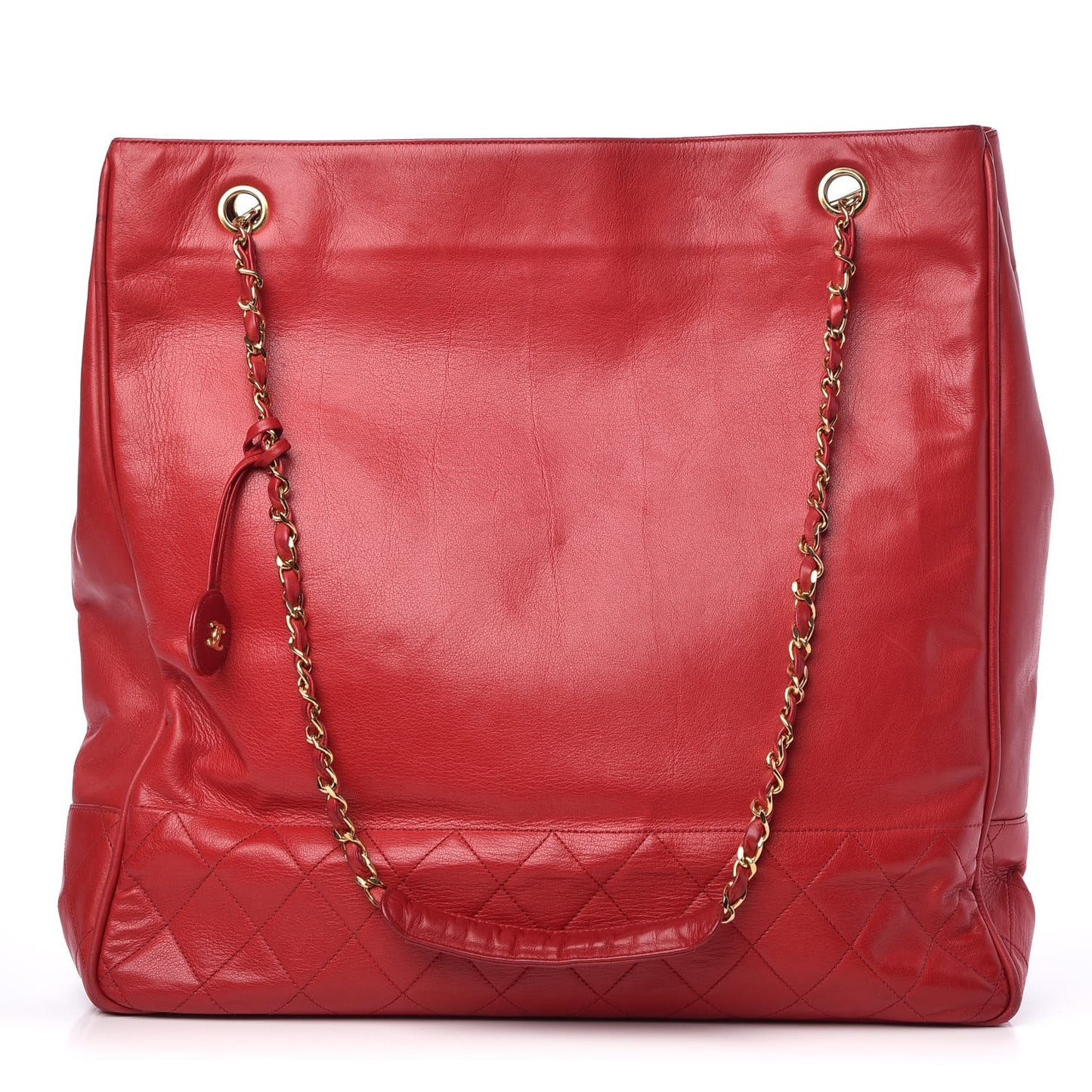 Lambskin Quilted Tote Red