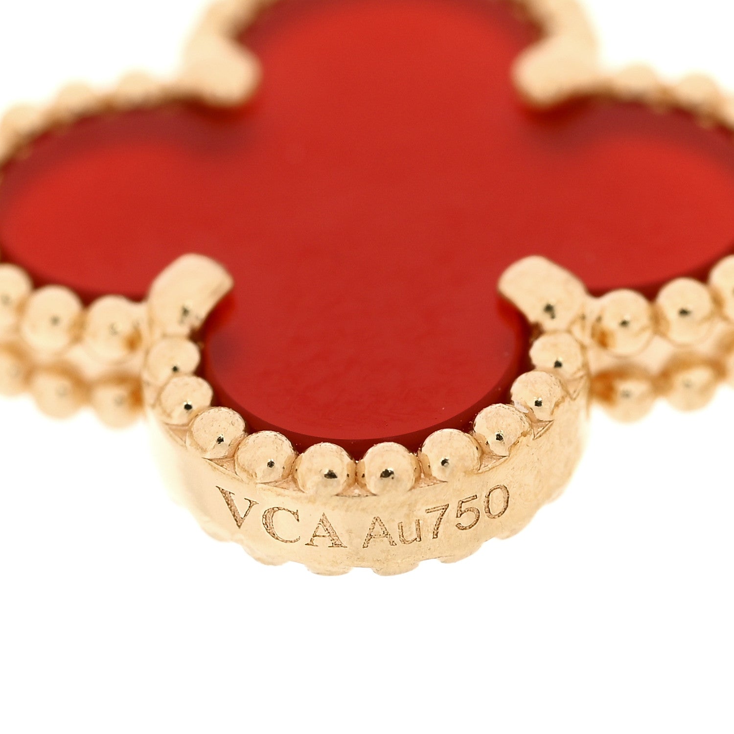 Van Cleef & Arpels 18K Yellow Gold Carnelian 5 Motifs Vintage Alhambra Bracelet 4 of 6