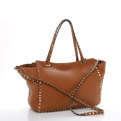 Valentino Garavani Pebbled Calfskin Medium Rockstud Tote Light Cuir 3 of 7
