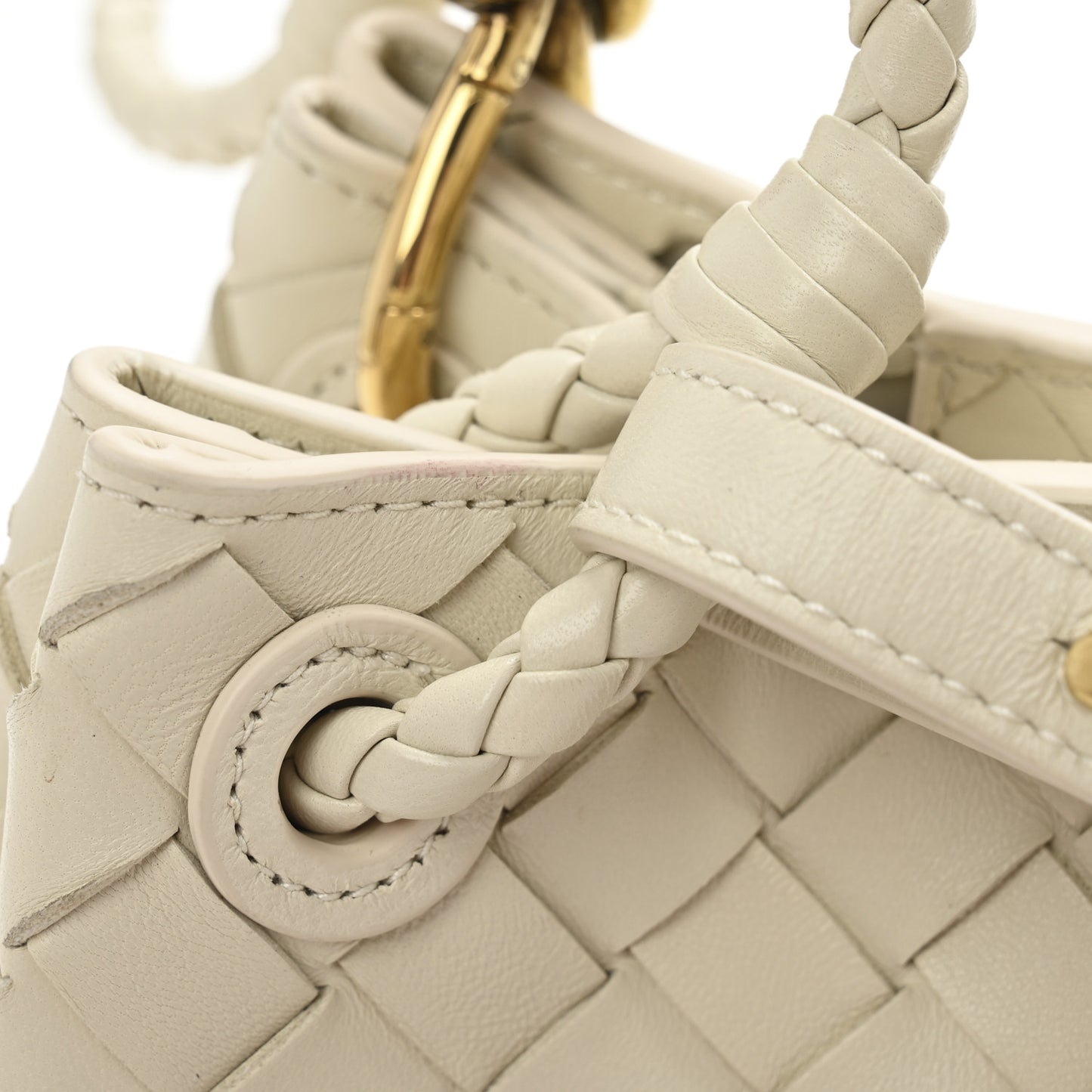 Nappa Intrecciato Small Parachute Shoulder Bag Sea Salt