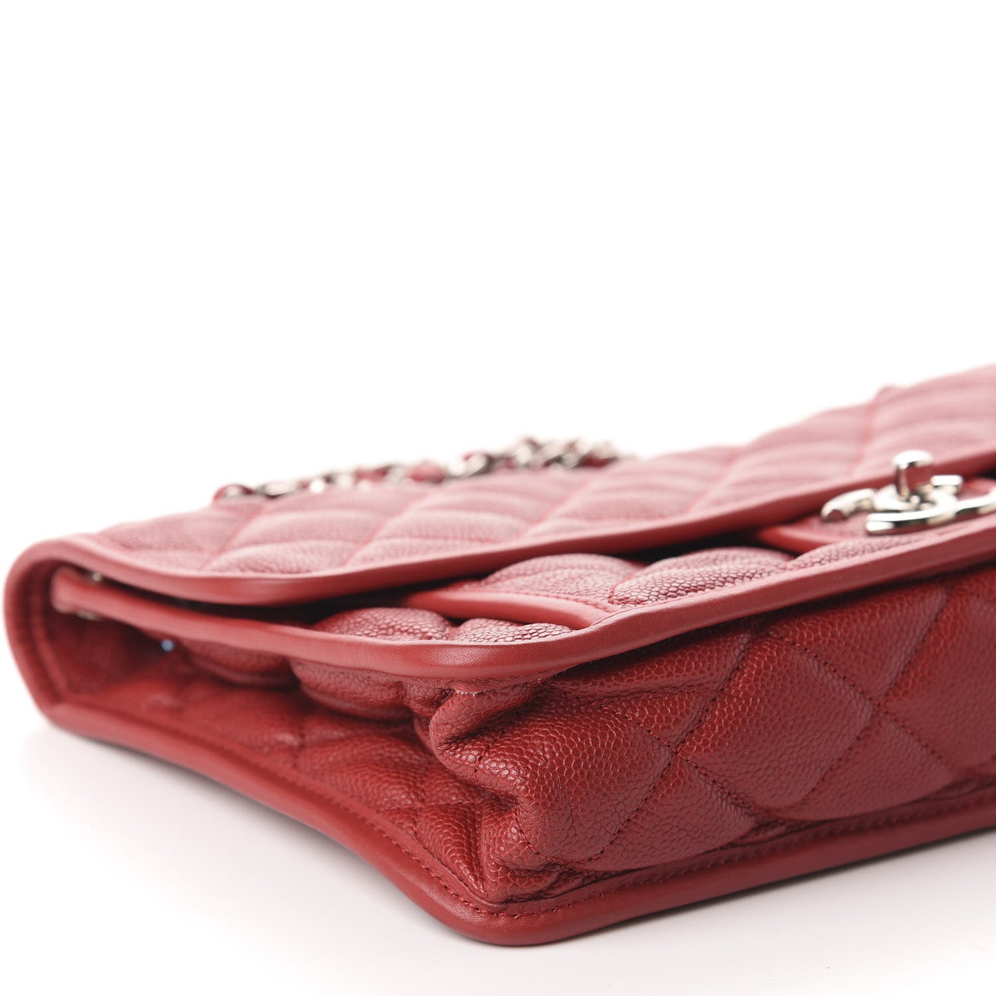 Caviar Quilted Large French Riviera Flap Red