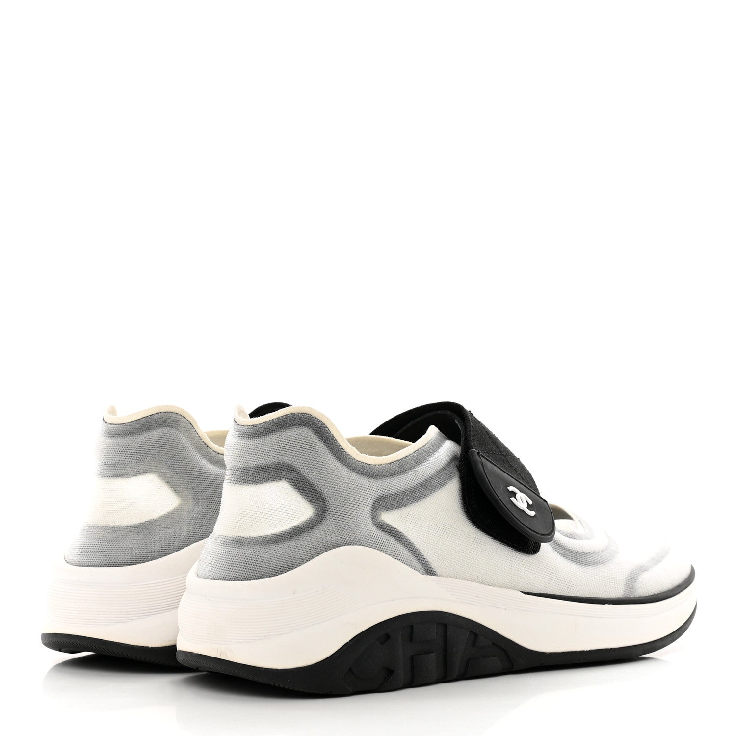 Chanel Mesh Lycra CC Sneakers 35 White Black 4 of 8