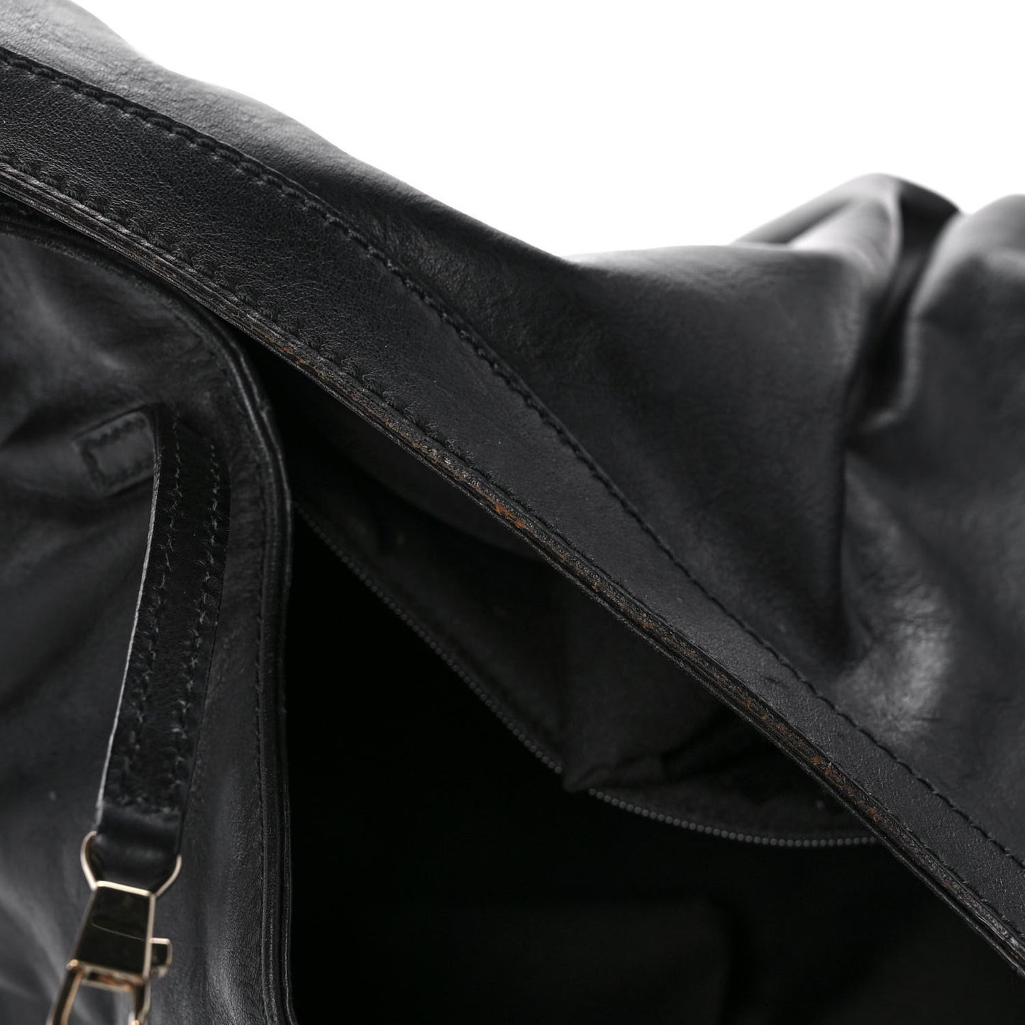 Calfskin Large D Gold Ring Shoulder Bag Black