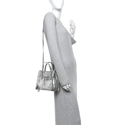 Balenciaga Metallic Calfskin Papier Mini A4 Tote Silver 2 of 12