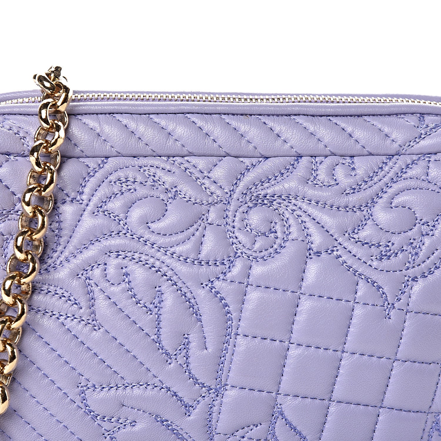 Versace Nappa Barocco Quilted Shoulder Bag Purple 7 of 10