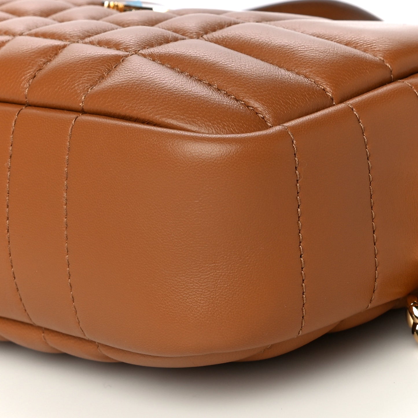 Lambskin Quilted Mini Lola Camera Bag Maple Brown