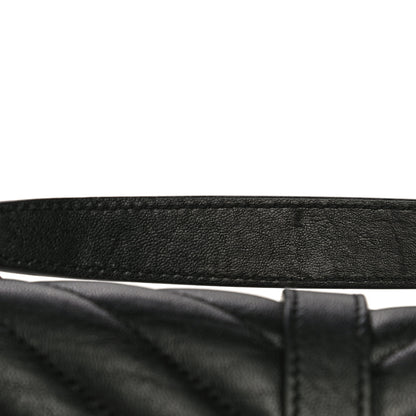 Saint Laurent Sheepskin Matelasse Chevron Monogram Medium College Bag Black 19 of 21