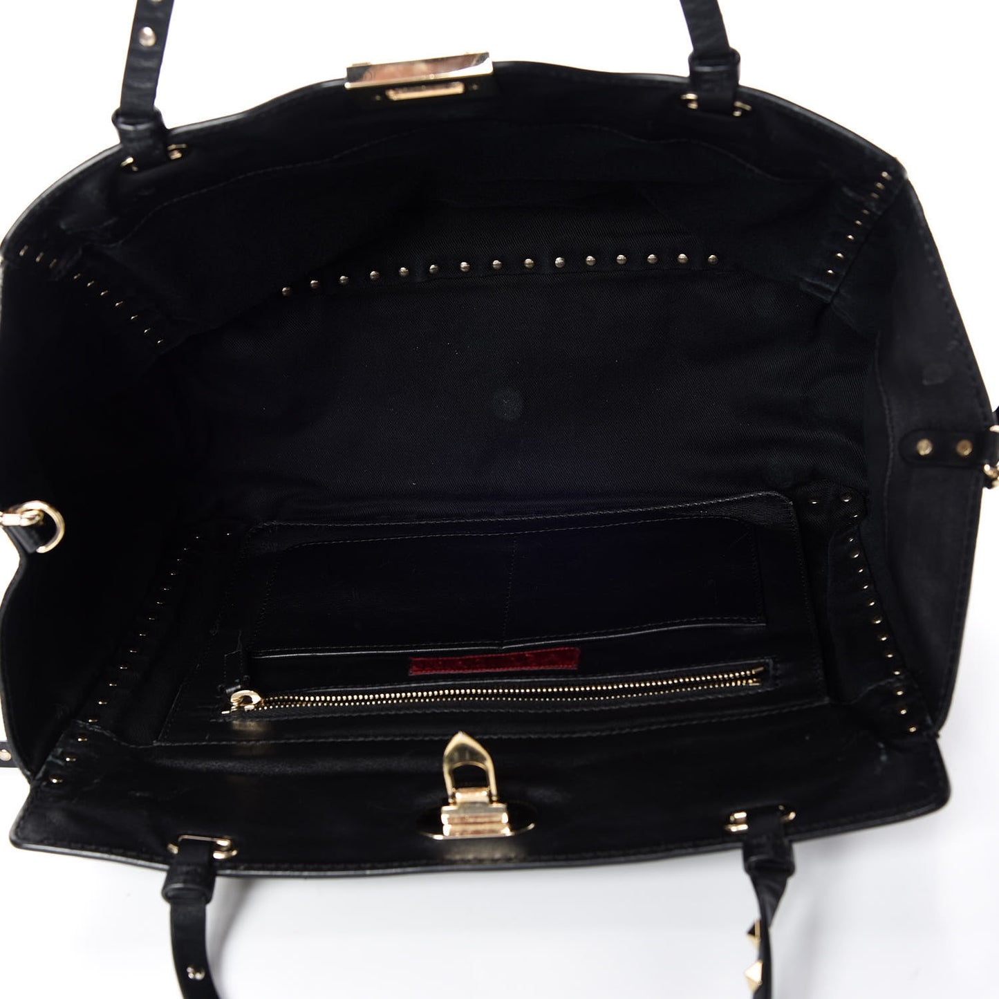 Vitello Medium Rockstud Tote Black