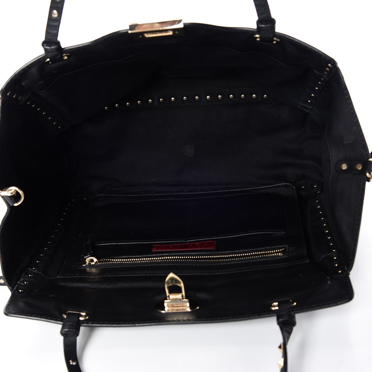 Valentino Garavani Vitello Medium Rockstud Tote Black 7 of 20