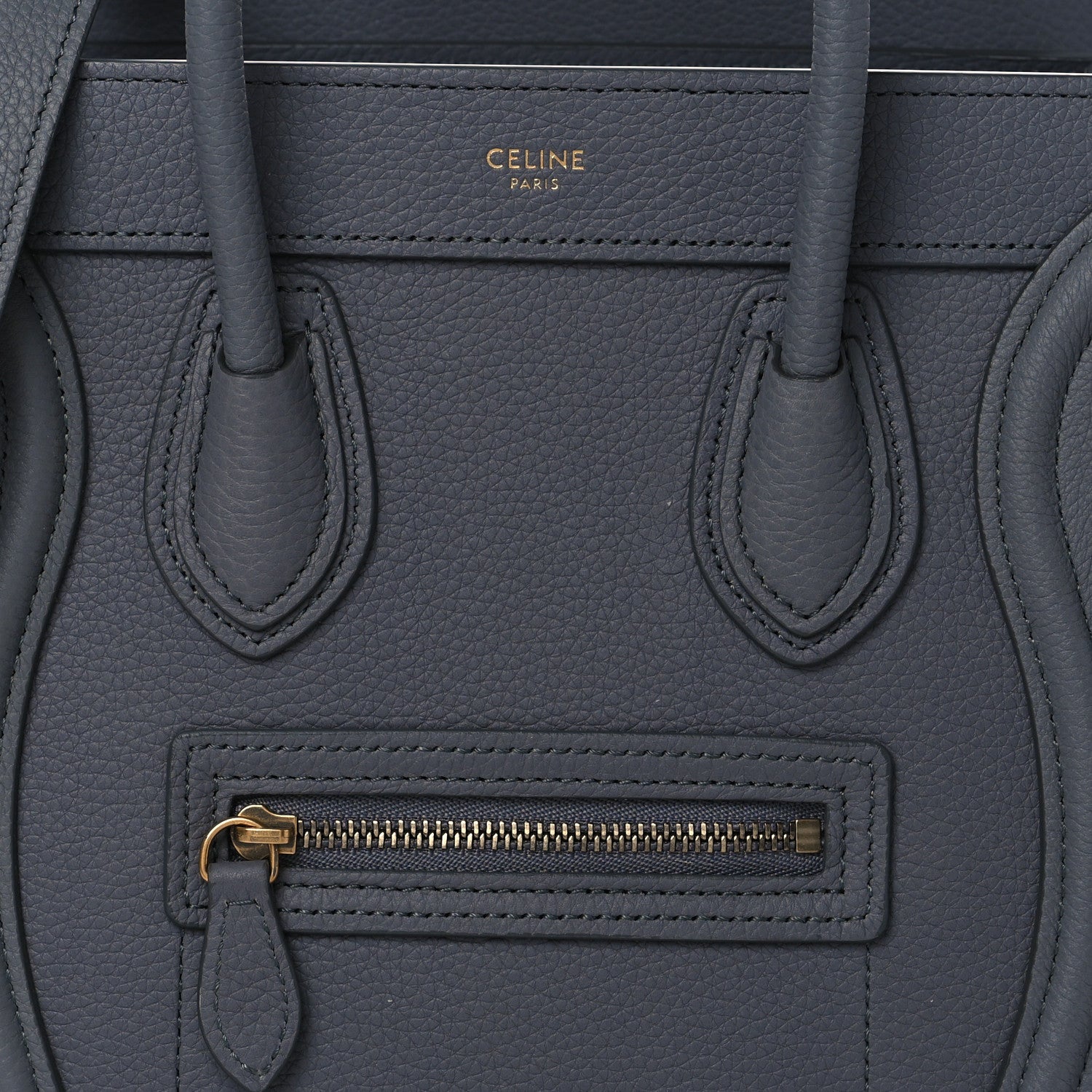 Celine Drummed Calfskin Nano Luggage Kohl 9 of 12
