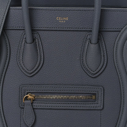 Celine Drummed Calfskin Nano Luggage Kohl 9 of 12