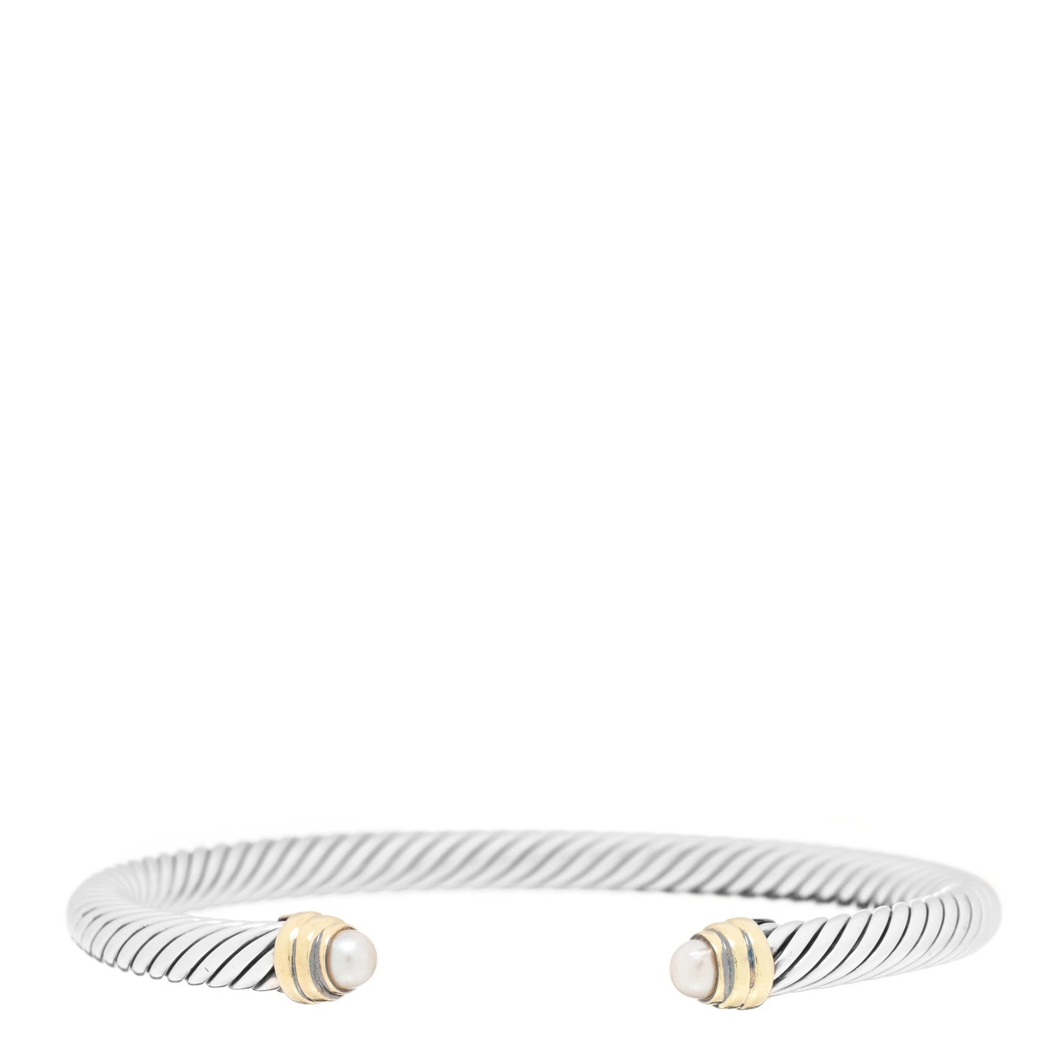 David Yurman Sterling Silver 14K Yellow Gold Pearl 5mm Cable Classics Petite Color Bracelet 1 of 3