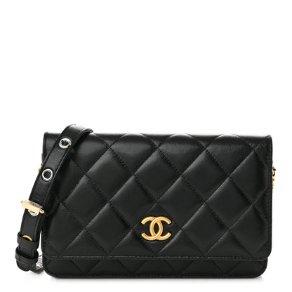 Chanel Goatskin Quilted Punk Essentials Wallet On Chain WOC Black 1 of 10