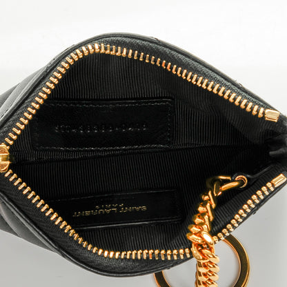 Saint Laurent Calfskin Matelasse Monogram Key Pouch Black 5 of 6