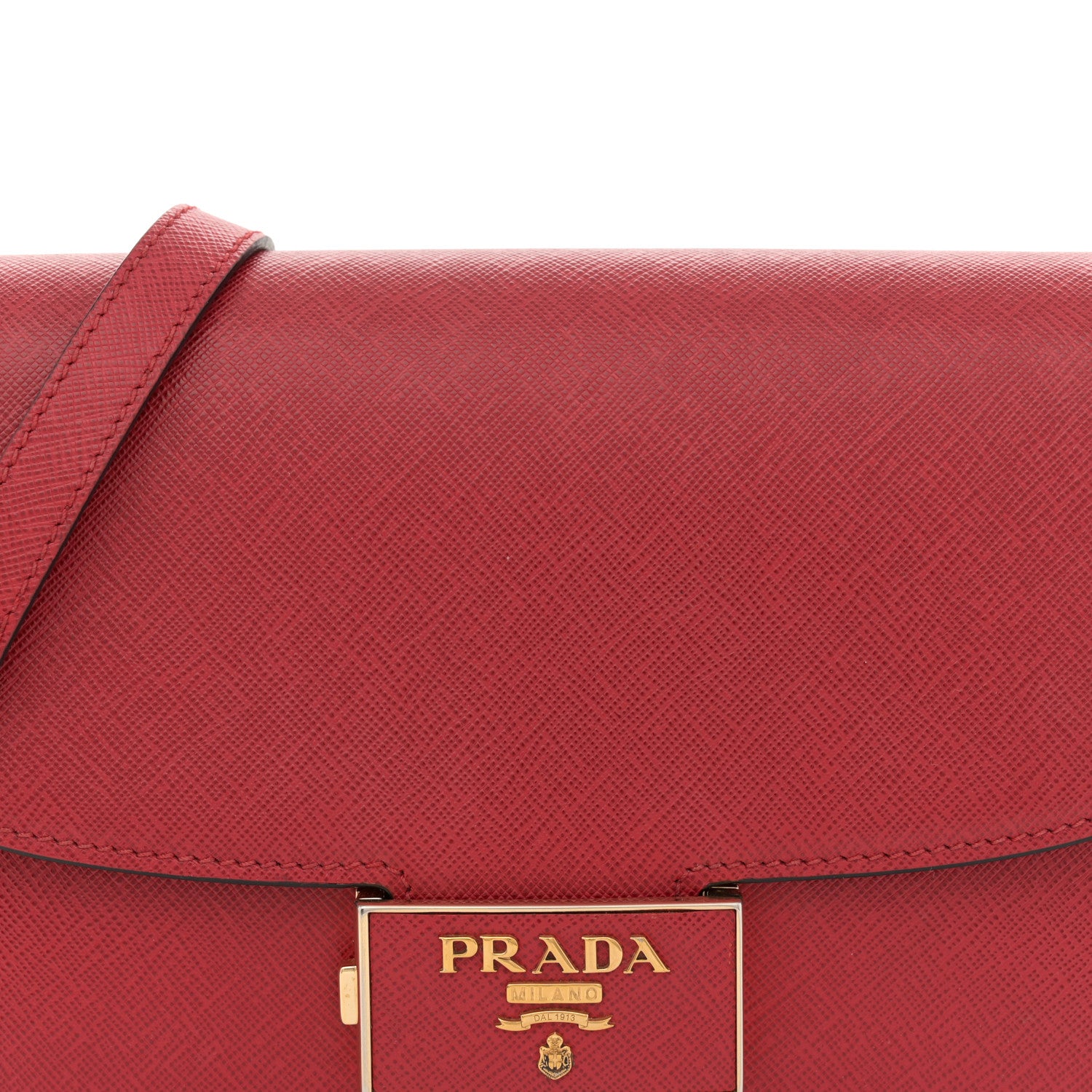 Prada Saffiano Lux Embleme Flap Shoulder Bag Fuoco 7 of 12