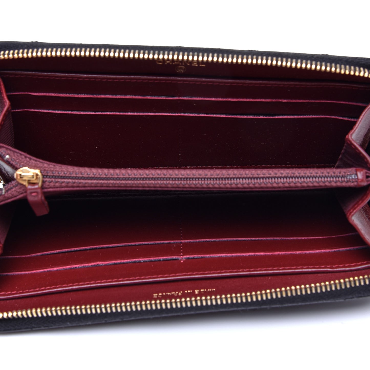 Caviar Quilted Large Zip Around Wallet Black