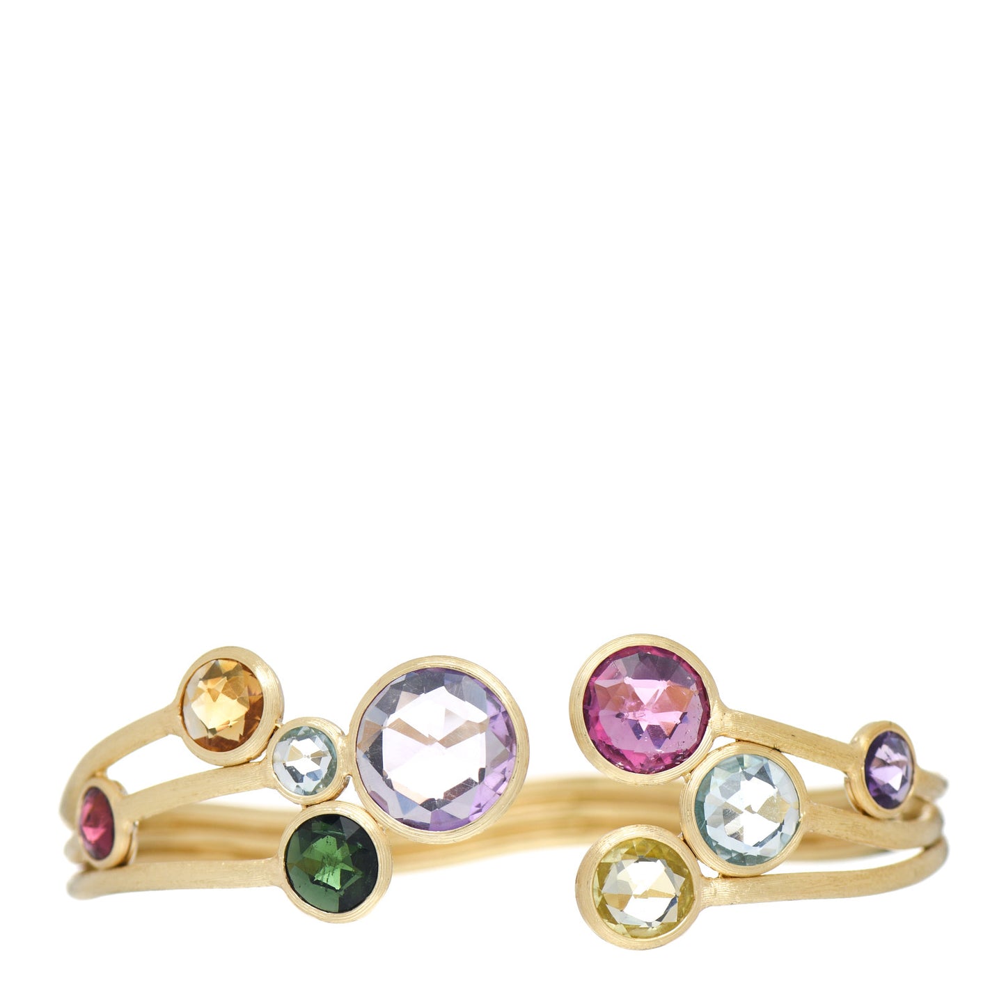 18K Yellow Gold Multi Gemstone Jaipur Cuff Bracelet
