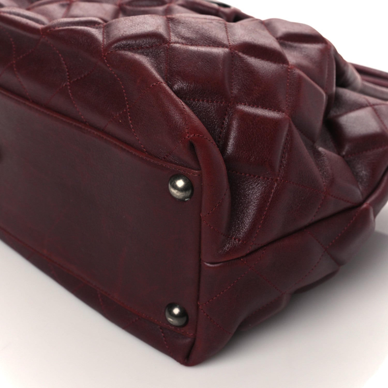 Chanel Calfskin Small Sloane Square Tote Burgundy 10 of 11