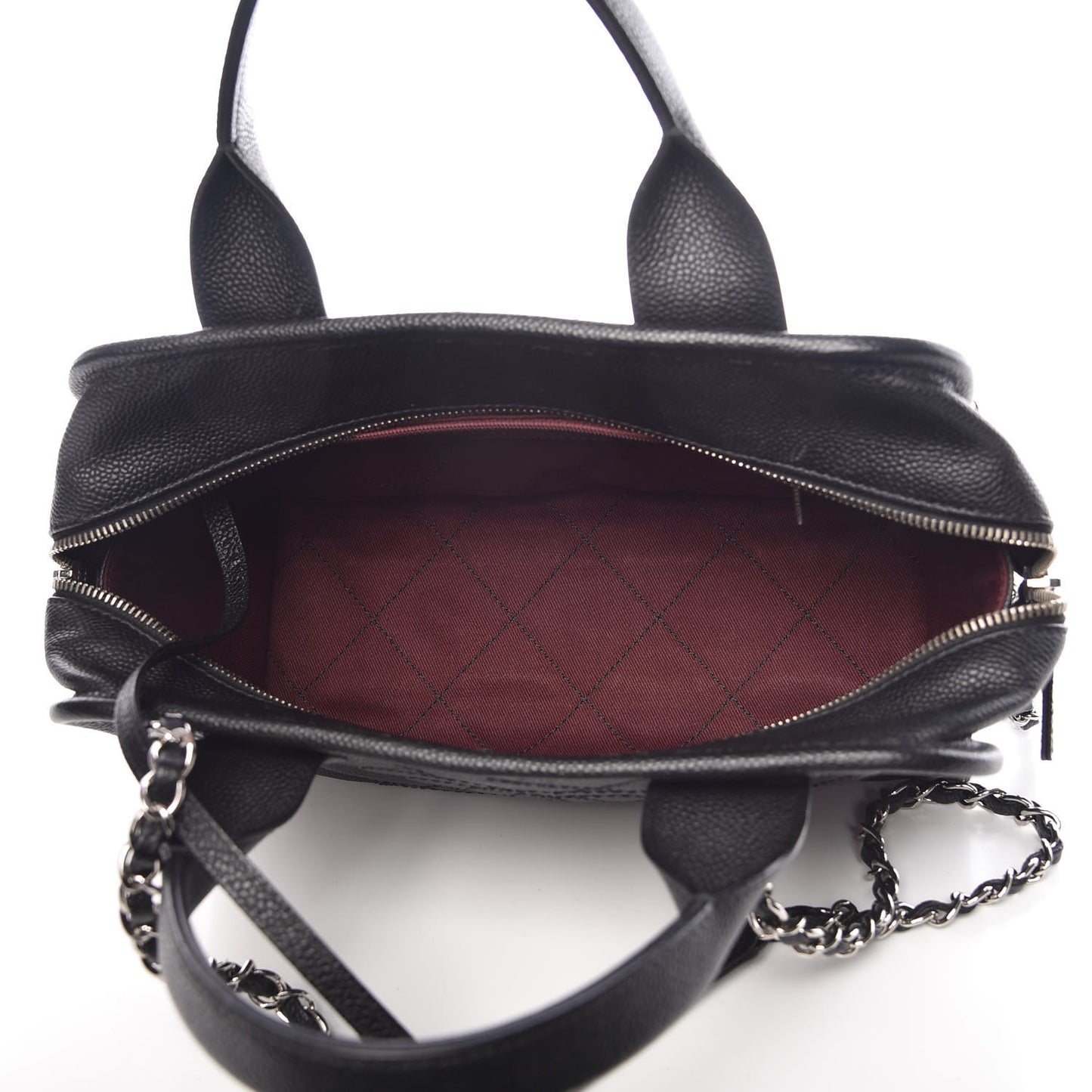 Caviar Quilted Small Deauville Bowling Bag Black