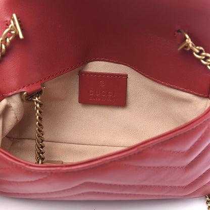Gucci Calfskin Matelasse Super Mini GG Marmont Shoulder Bag Hibiscus Red 5 of 8