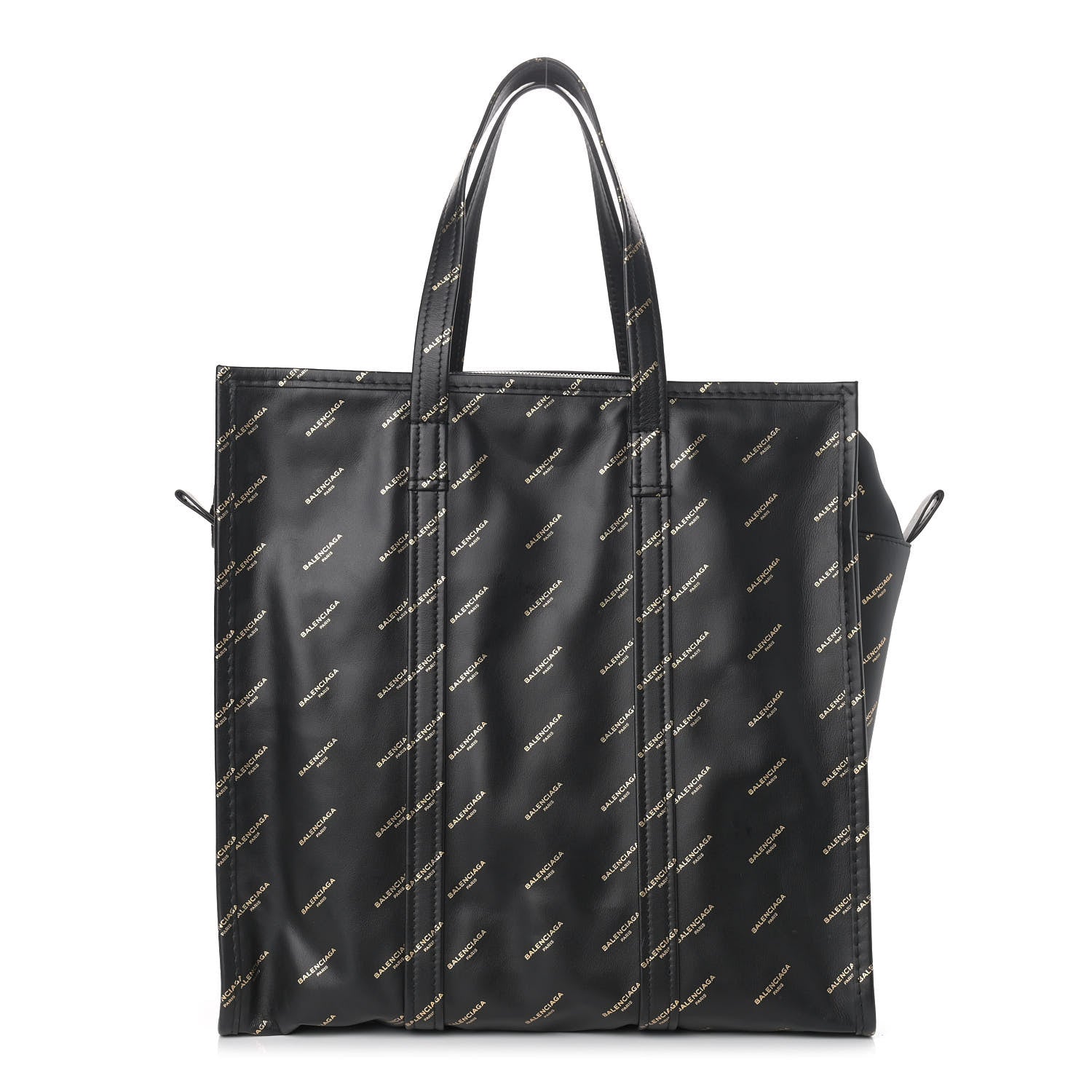 Balenciaga Calfskin Allover Logo Medium Bazar Shopper Tote Black Gold 1 of 10