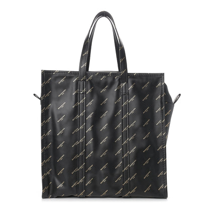 Balenciaga Calfskin Allover Logo Medium Bazar Shopper Tote Black Gold 1 of 10