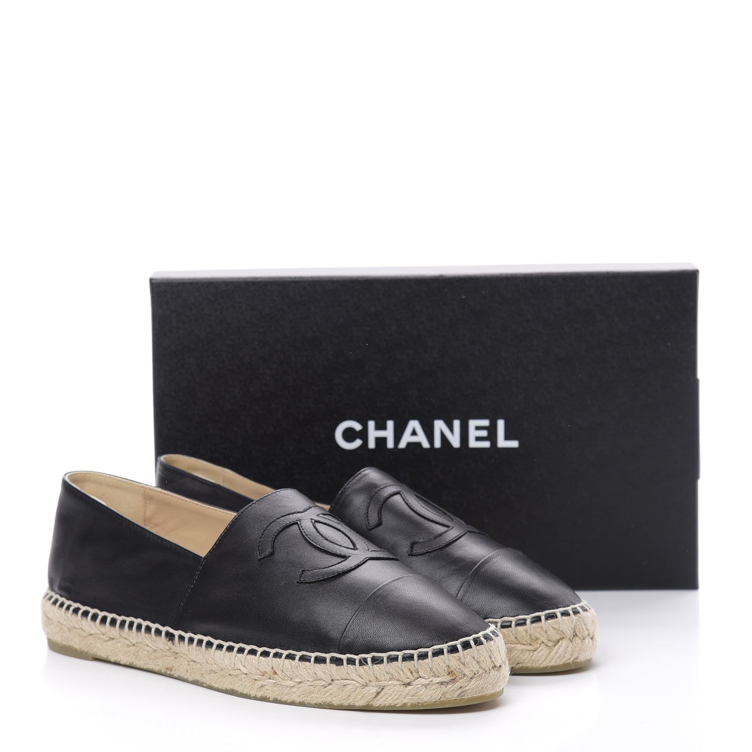 Chanel Lambskin CC Espadrilles 40 Black 10 of 10