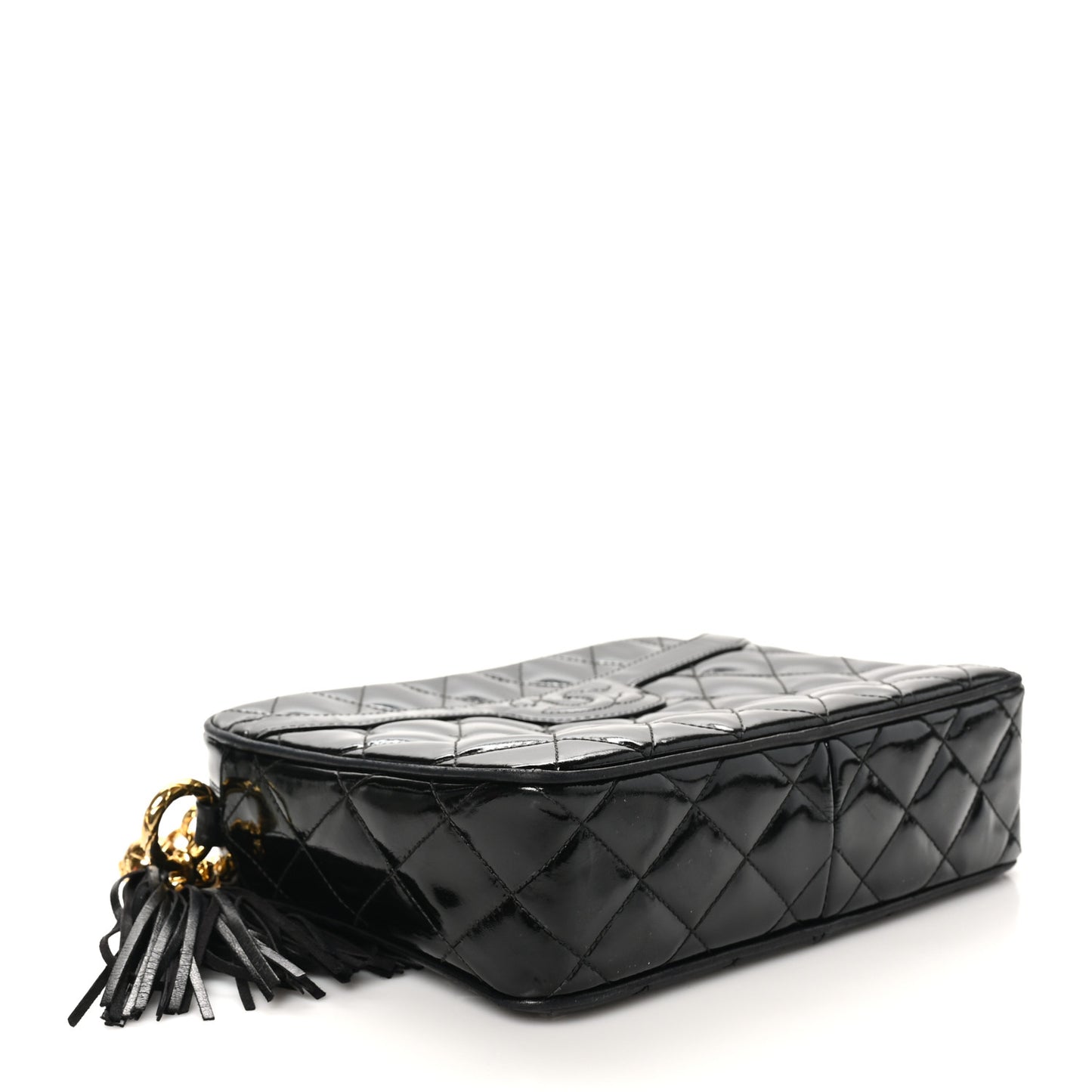 Patent Quilted Tassel Camera Case Black