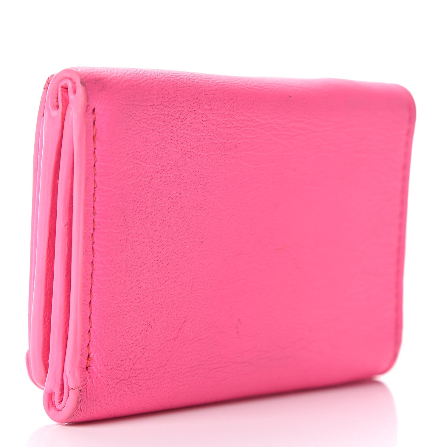Balenciaga Agneau Arena Classic Hardware Mini Wallet Rose Fluo 3 of 12