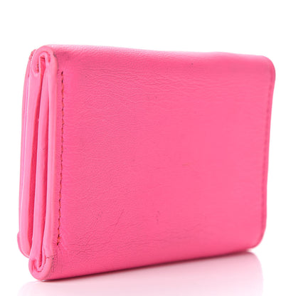 Balenciaga Agneau Arena Classic Hardware Mini Wallet Rose Fluo 3 of 12