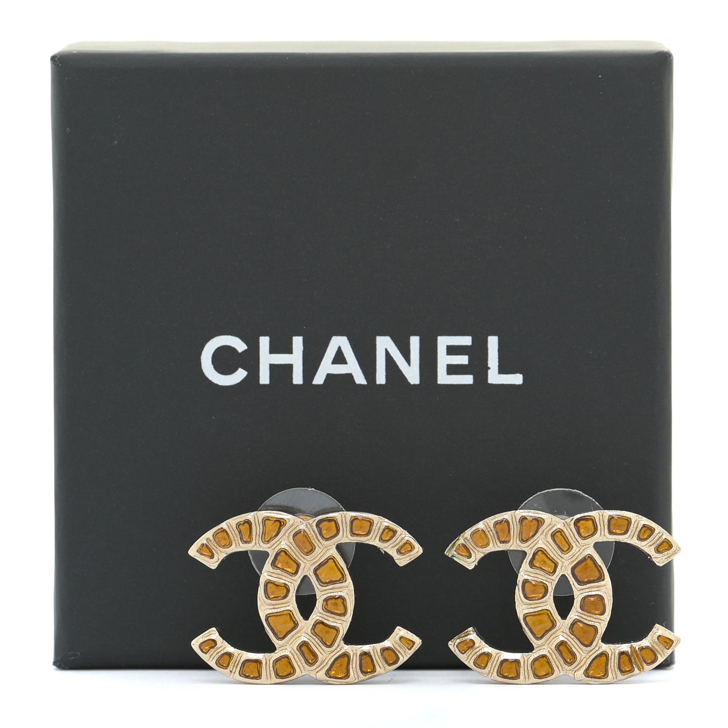 Chanel Metal Gripoix Along The Nile Earrings Gold Orange 6 of 6