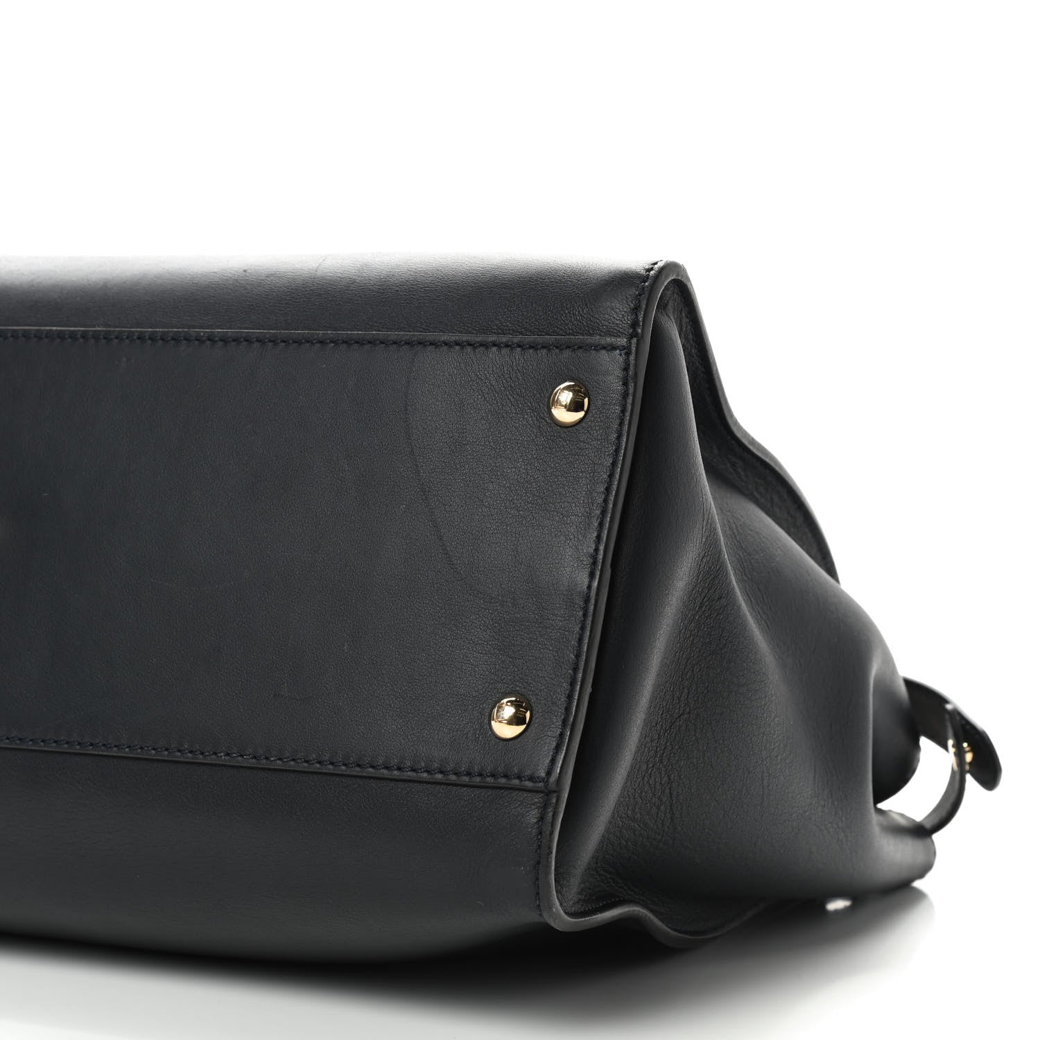 Fendi Vitello Seta Shiny Nappa Large Peekaboo Iconic Satchel Blue Notte Turchese 7 of 9