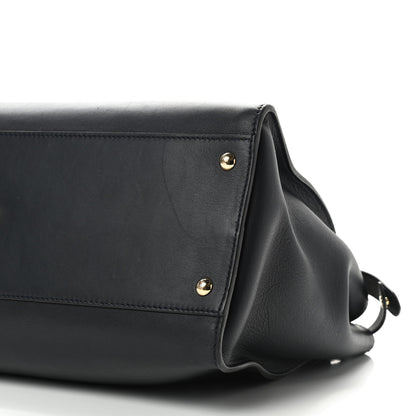 Fendi Vitello Seta Shiny Nappa Large Peekaboo Iconic Satchel Blue Notte Turchese 7 of 9