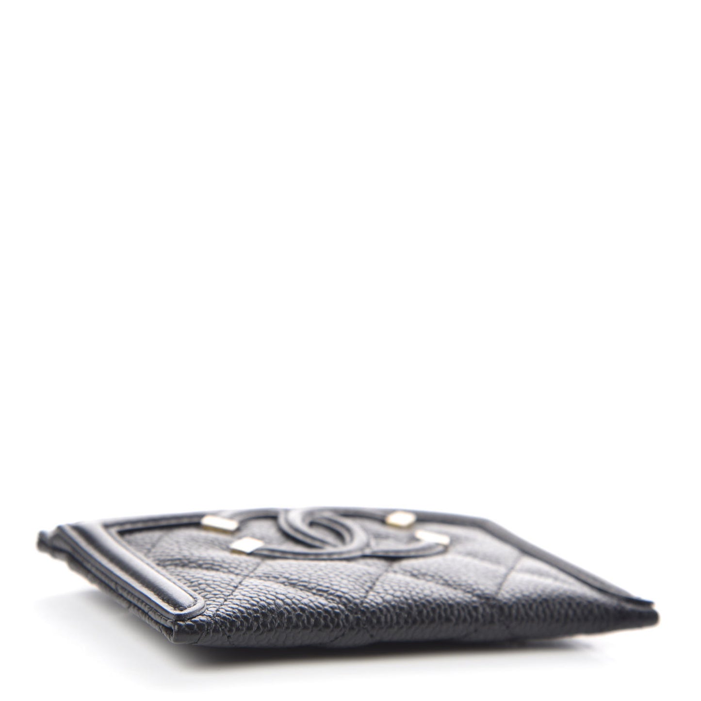 Caviar Quilted Filigree Card Holder Black