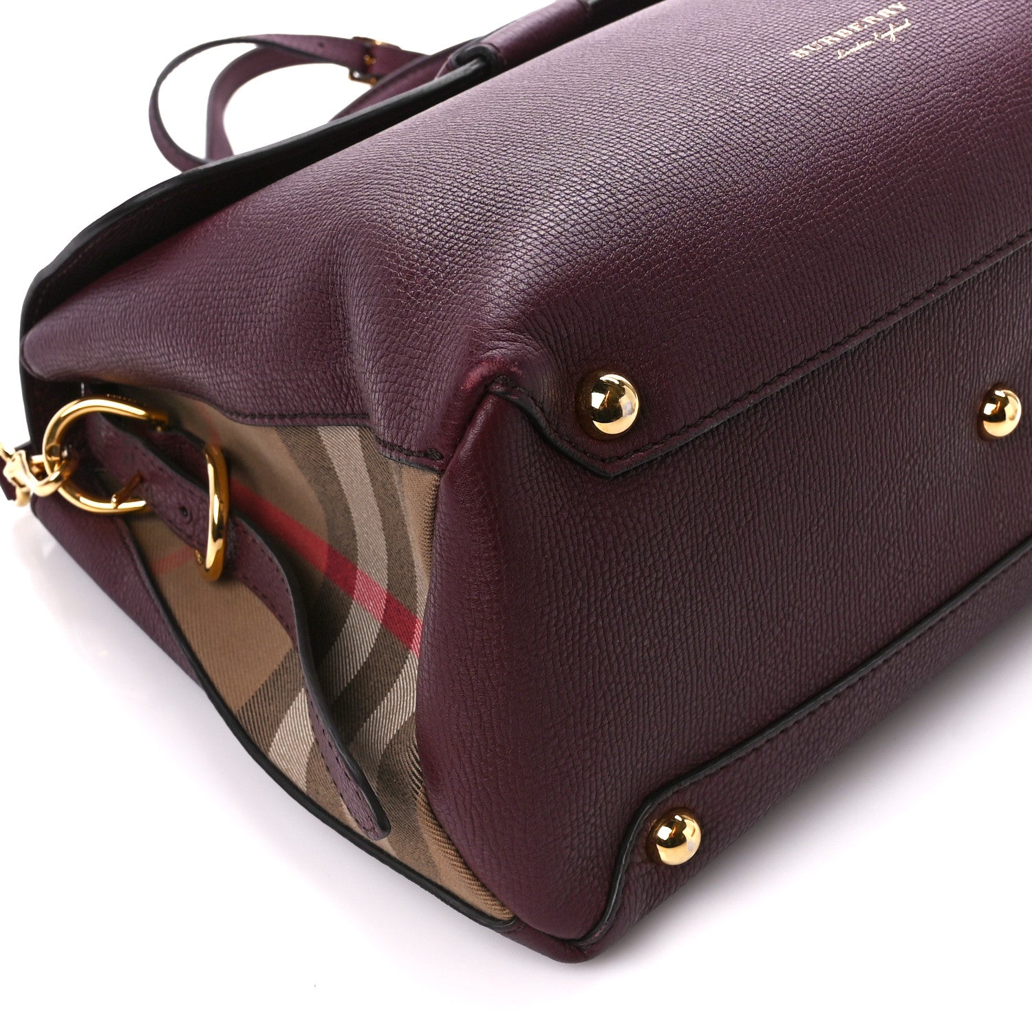 Burberry Derby Calfskin House Check Medium Camberley Burgundy 10 of 13