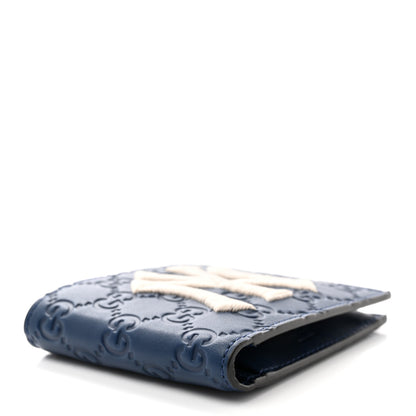 Gucci X MLB Guccissima Signature NY Yankees Embroidered Bi-Fold Wallet Royale Ivory 4 of 6