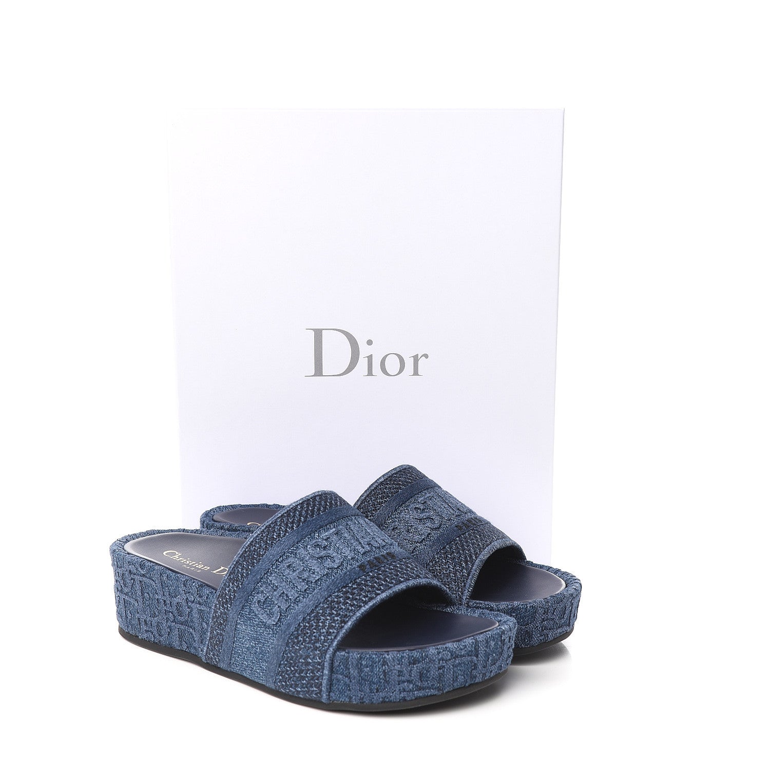 Christian Dior Oblique Denim D-Way Platform Sandal 38 Blue 9 of 9