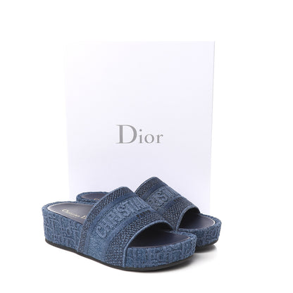 Christian Dior Oblique Denim D-Way Platform Sandal 38 Blue 9 of 9