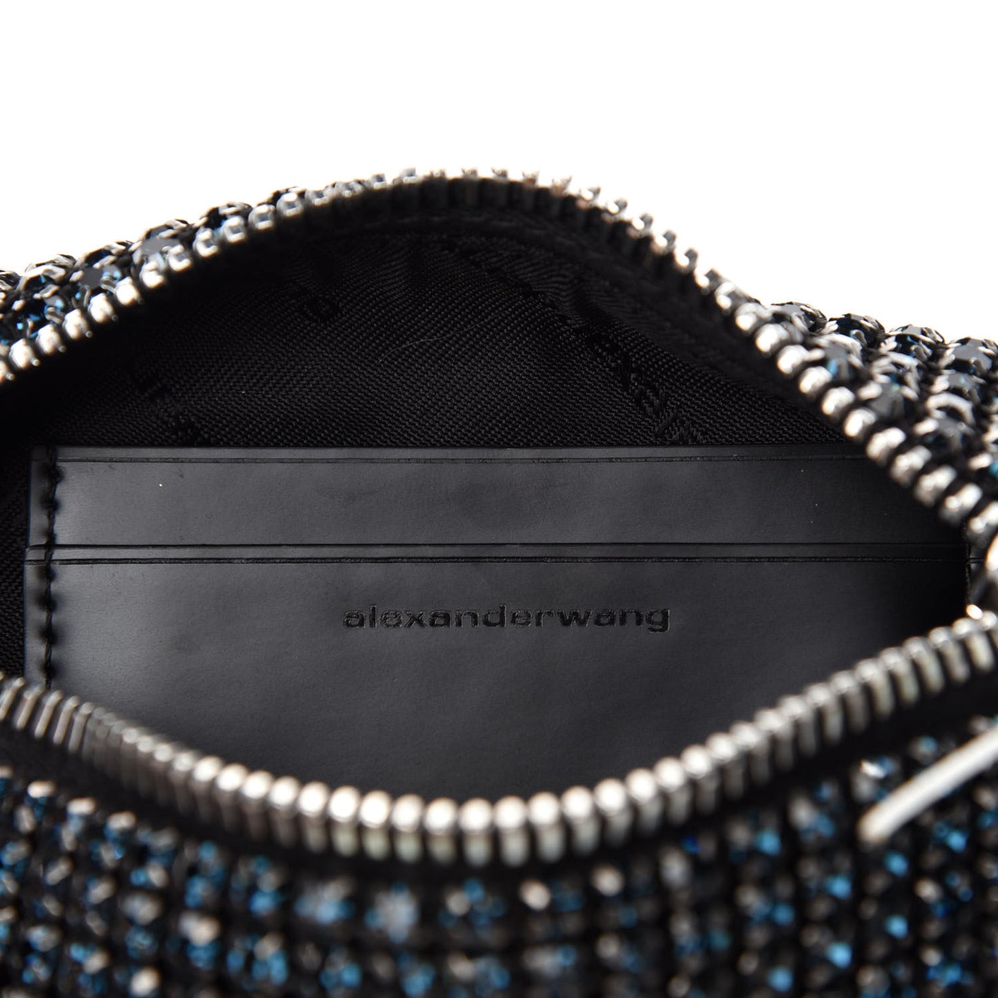 Mesh Crystal Rhinestone Mini Heiress Pouch Navy