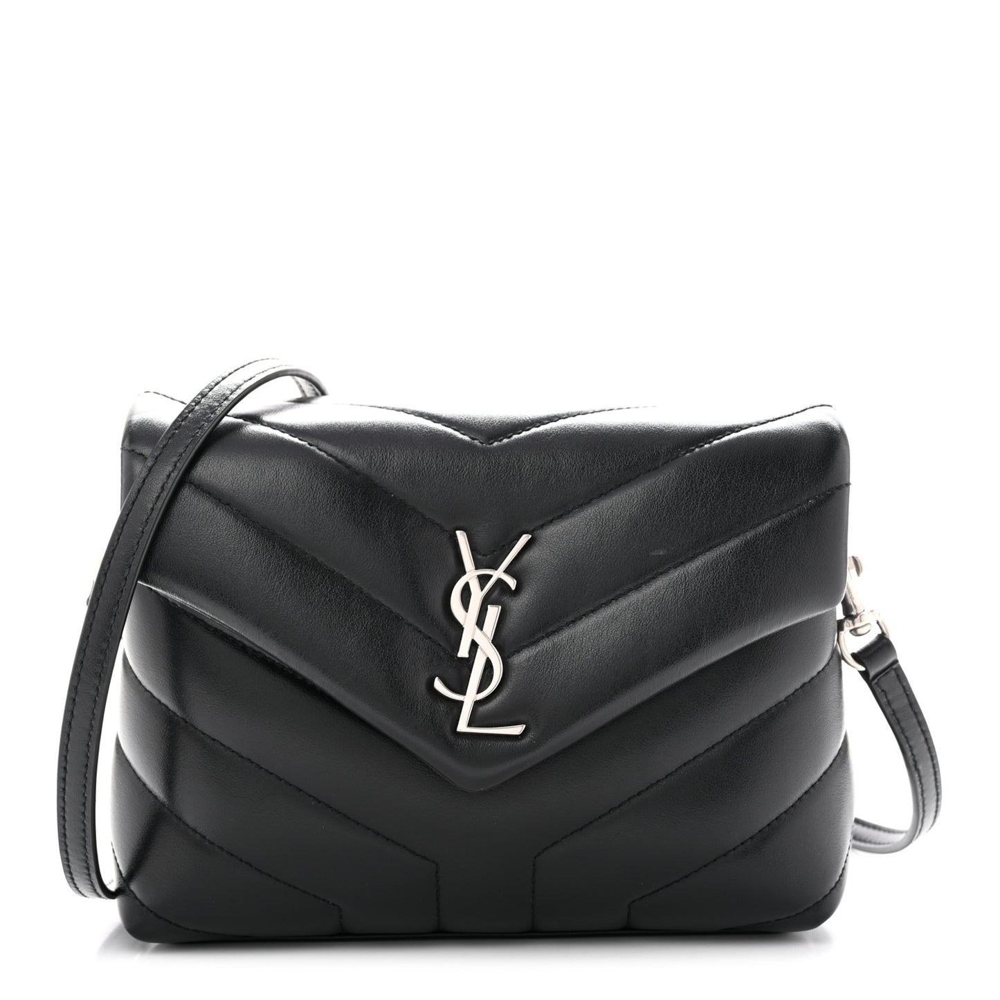 Calfskin Y Quilted Monogram Toy Loulou Crossbody Bag Black