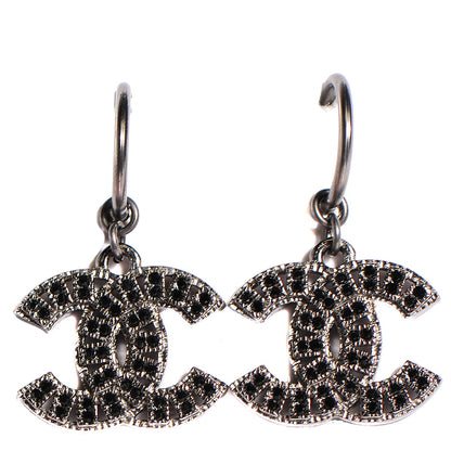 Chanel Crystal CC Drop Earrings Ruthenium 1 of 5