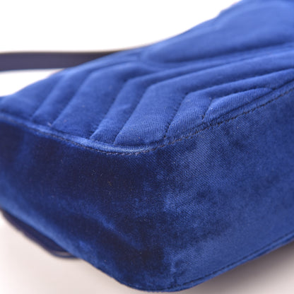 Gucci Velvet Matelasse Mini GG Marmont Shoulder Bag Cobalt Blue 14 of 16